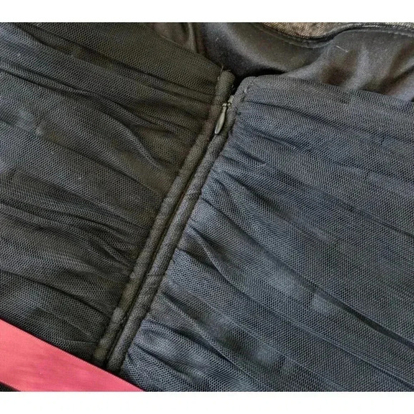 Cache VTG 90s Y2K Black Strapless Tulle Mesh Handkerchief Hem Dress Ruched Goth - Picture 6 of 8